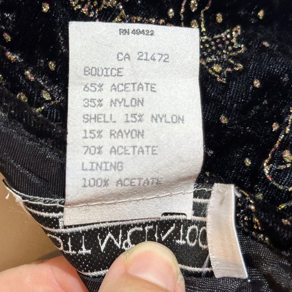 Vintage Scott McClintock Velvet Dress Puff Sleeve Gold Bow Print MOB WIFE Prom - Picture 13 of 13